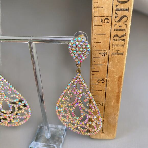 Crystal Teardrop Statement Earrings NEW - Picture 4 of 9